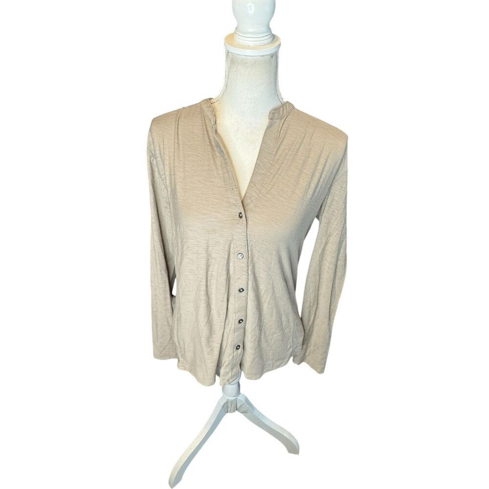 James Perse women's Oatmeal button down modal/cotton blend SHIRT Sz 3